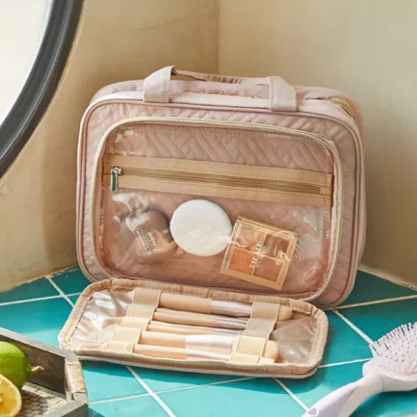 【美國Bagsmart】掛式防水化妝包 洗漱包 盥洗包 防水材質 多隔層 束帶固定 透明拉鍊隔層 化妝品隔層 