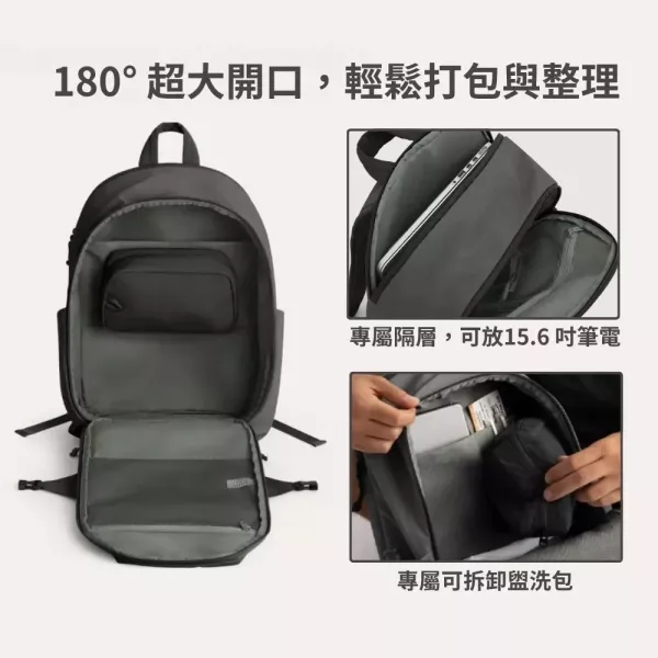 【美國Bagsmart】輕便運動背包套裝 25L 附盥洗包 原廠保固 旅行背包 戶外 防水 騎行運動 大容量背包 