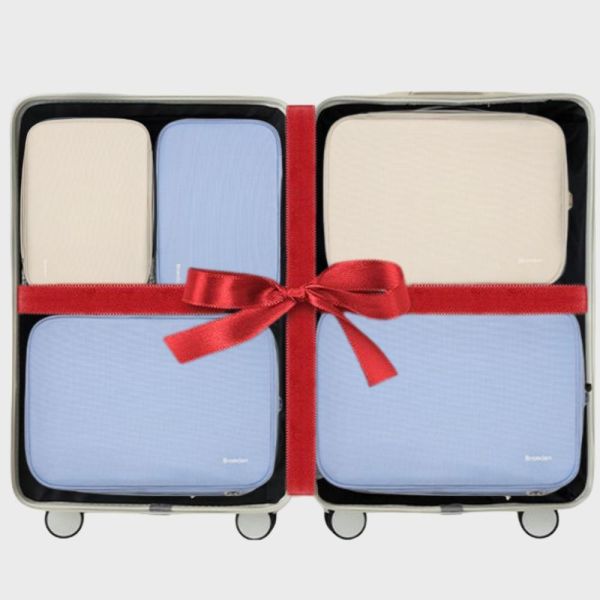 【韓國Branden】二代 超抗壓旅行壓縮袋「奶茶混色」S+S+M+M+L 五件組 壓縮收納袋 壓縮袋 收納袋 旅行收納袋 