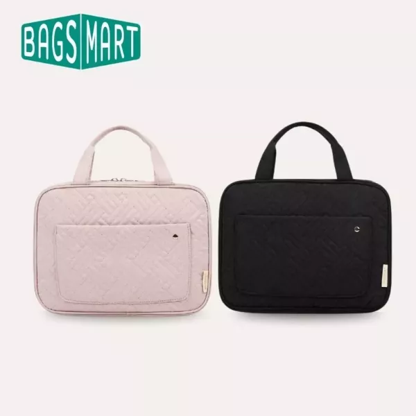 【美國Bagsmart】掛式防水化妝包 洗漱包 盥洗包 防水材質 多隔層 束帶固定 透明拉鍊隔層 化妝品隔層 