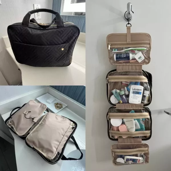 【美國Bagsmart】掛式防水化妝包 洗漱包 盥洗包 防水材質 多隔層 束帶固定 透明拉鍊隔層 化妝品隔層 