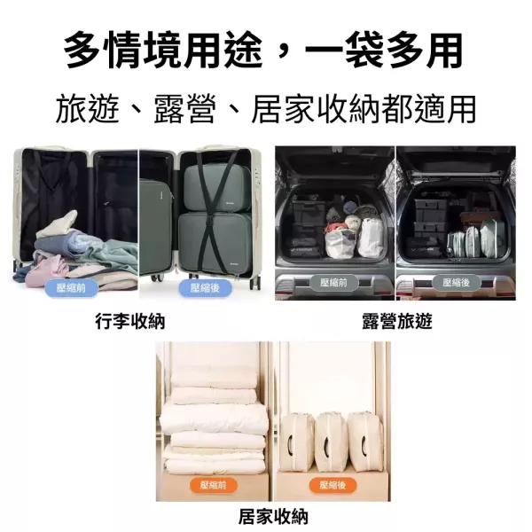 【韓國Branden】二代 旅行壓縮袋 S+S+M 三件組 壓縮收納袋 壓縮袋 收納袋 旅行收納袋 衣服收納 