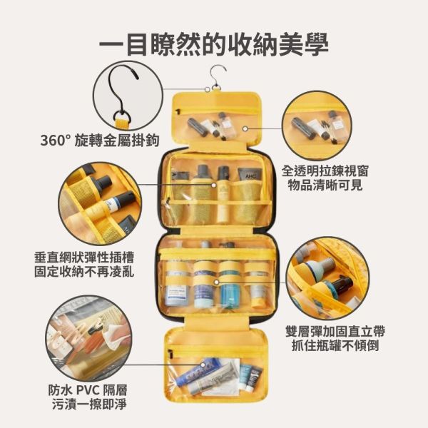 【美國Bagsmart】掛式旅行盥洗包 防水型 盥洗包 大容量 多隔層 運動包 透明拉鍊隔層 化妝品隔層 