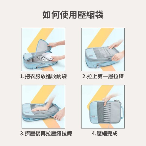 【美國Bagsmart】旅行壓縮袋6件組 鞋袋+S+S+M+M+L 壓縮袋 旅行收納袋 立方體可擴展 分隔設計 