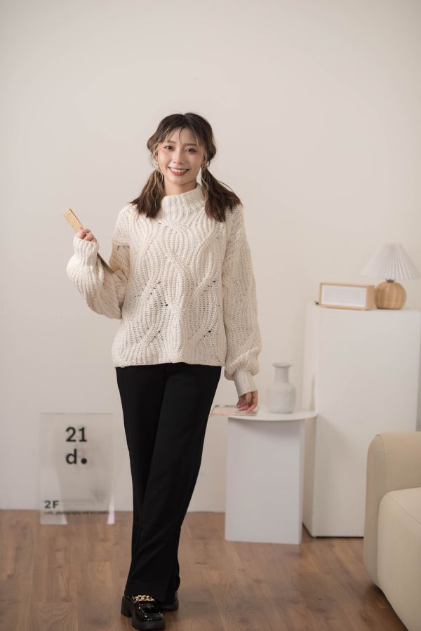 短版泡泡袖毛衣 短版毛衣