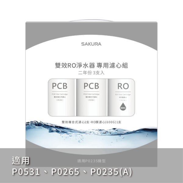 櫻花F2194雙效RO淨水器專用濾心3支入(600G二年份) 