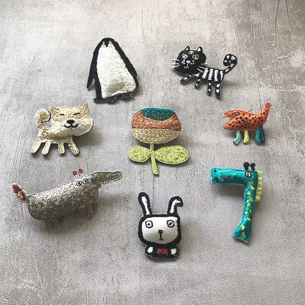 可愛動物刺繡別針 可愛動物刺繡別針
