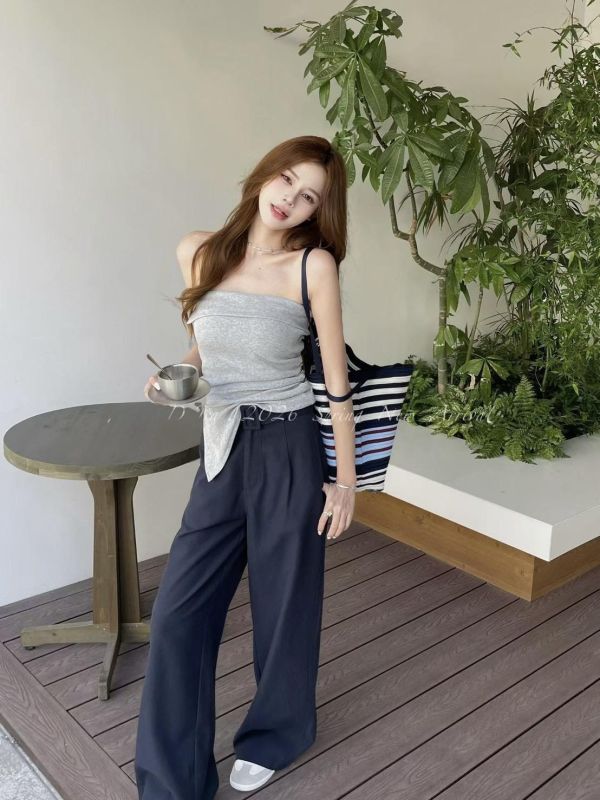 超遮肉!!腰帶西裝寬褲 