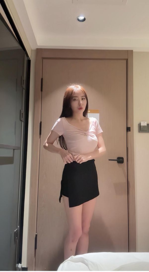 韓系側開叉褲裙 