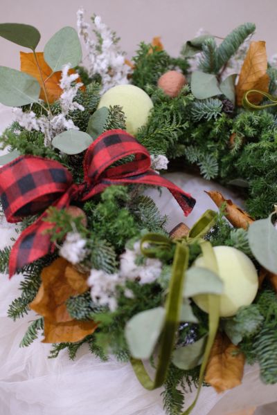 滿滿諾貝松聖誕花圈｜聖誕經典 乾燥花,永生花,索拉花,太陽玫瑰,乾燥盆花,情人節,母親節,生日