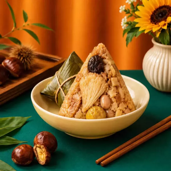 【經典嚐鮮】猴菇脆筍栗香粽（5入）｜全素 素粽宅配,全素粽子,素食粽子,端午粽子,猴菇脆筍栗香粽,猴頭菇粽子,栗子粽,粽子宅配,蔡老師蔬食