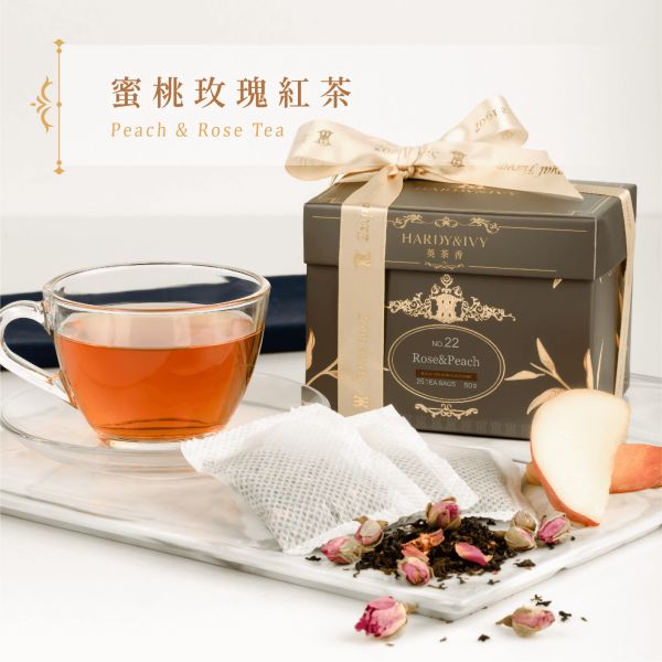 NO.22｜蜜桃玫瑰紅茶 30入三角裸茶包 紅茶,蜜桃,玫瑰,英茶香,英國茶,歐洲茶品,下午茶,英國,茶包,三角茶包