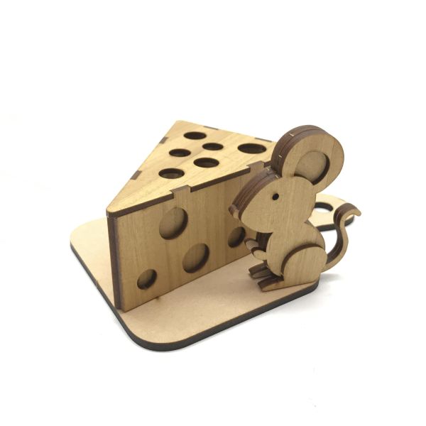 【全館現貨】卷木森活館【黃金鼠筆筒】DIY 組裝 木製玩具 模型 動手做 辦公室 小物 收納 