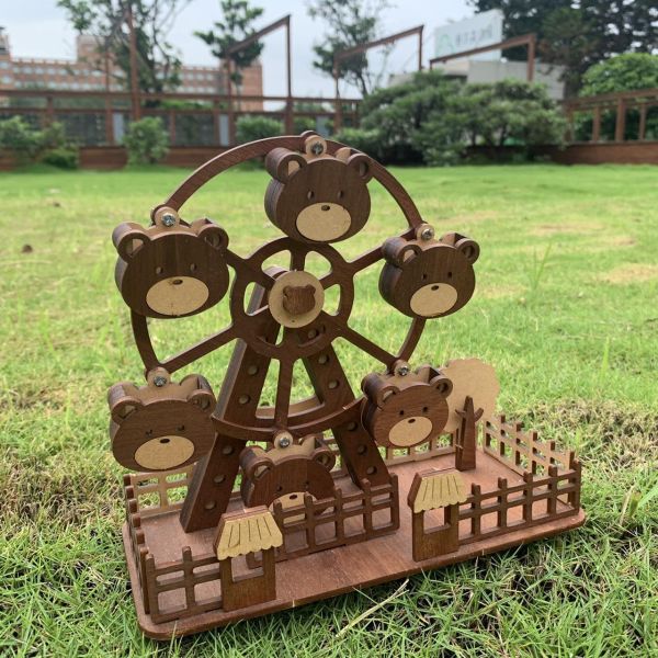 現貨【小熊 摩天輪】DIY 組裝 木製玩具 模型 動手做 兒童玩具 益智 聖誕節 交換禮物 可愛 療癒 擺飾 