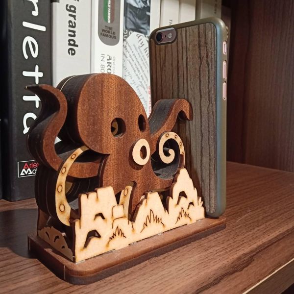 現貨【鯊魚/章魚/鯨魚 手機架】DIY 組裝 木製玩具 模型 動手做 手機架 聖誕節 交換禮物 可愛 療癒 