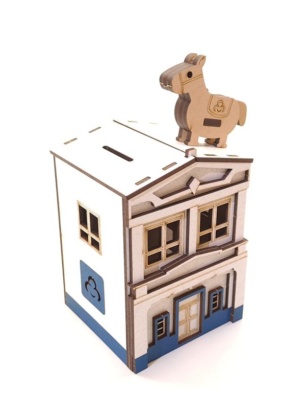 【現貨】造型存錢筒 木製存錢桶 存錢筒 木質收納 桌面小物 創意禮品 擺飾 收藏 鹿港 建築物 