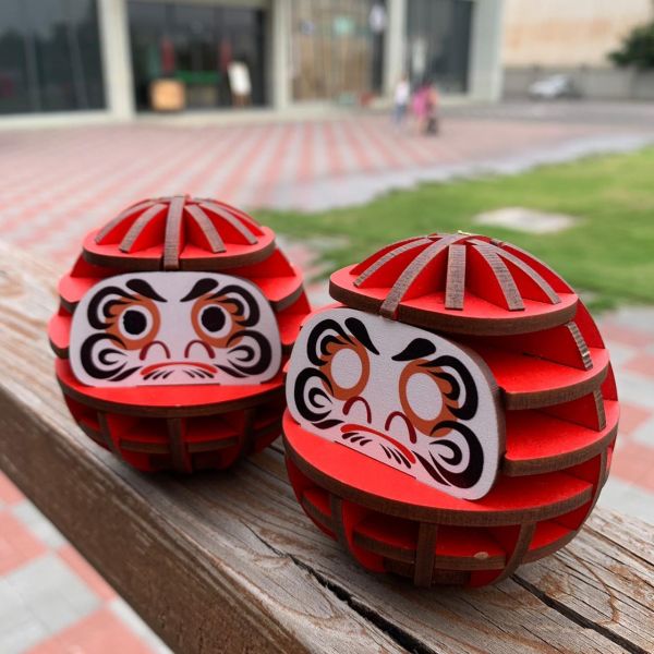 【手作DIY】許願 達摩 不倒翁 招財 開運 日本 日式擺飾 擺件 木質 木製 禮物 組裝 許願 祈福 質感 新年禮物 