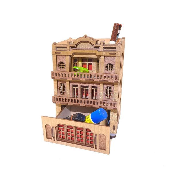 【現貨】筆筒 桌上收納 木製筆筒 文具收納 創意筆筒 桌面收納 桌面小物 辦公室收納 禮品 鹿港 餅店 建築物 