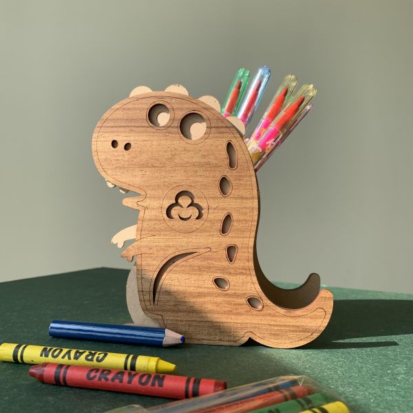 【全館現貨】卷木森活館【暴龍造型筆筒】恐龍 造型 DIY 組裝 木製玩具 模型 動手做 兒童玩具 辦公室 童趣 可愛 