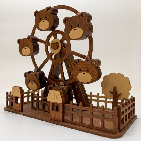 現貨【小熊 摩天輪】DIY 組裝 木製玩具 模型 動手做 兒童玩具 益智 聖誕節 交換禮物 可愛 療癒 擺飾 