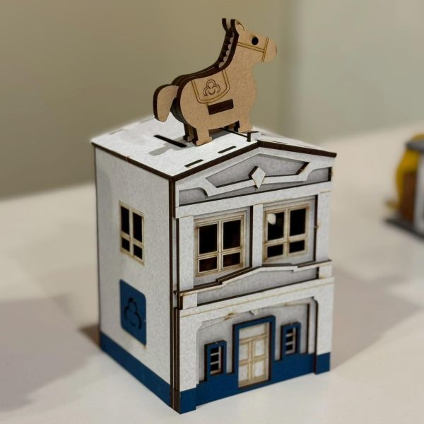 【現貨】造型存錢筒 木製存錢桶 存錢筒 木質收納 桌面小物 創意禮品 擺飾 收藏 鹿港 建築物 