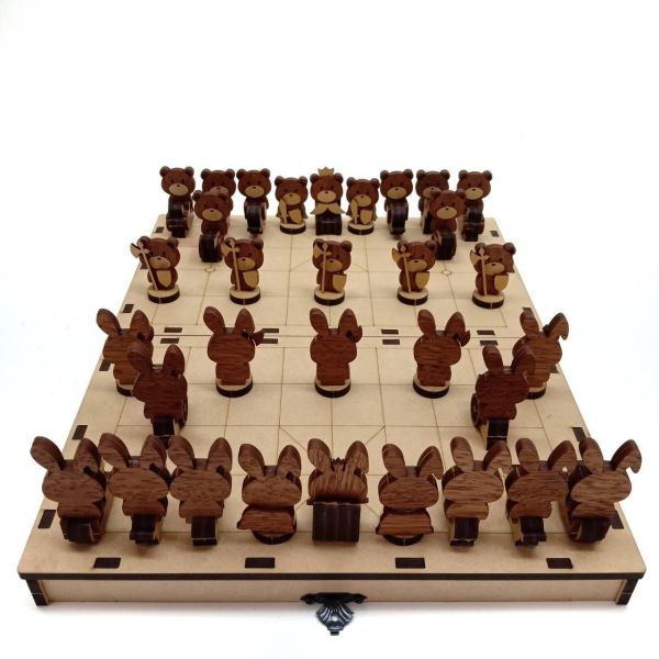 【全館現貨】卷木森活館【Q版動物象棋】DIY 組裝 木製玩具 模型 動手做 兒童玩具 益智 