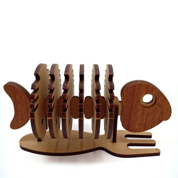 【全館現貨】卷木森活館【魚骨 創意 杯墊 隔熱墊】DIY 木製玩具 動手做 