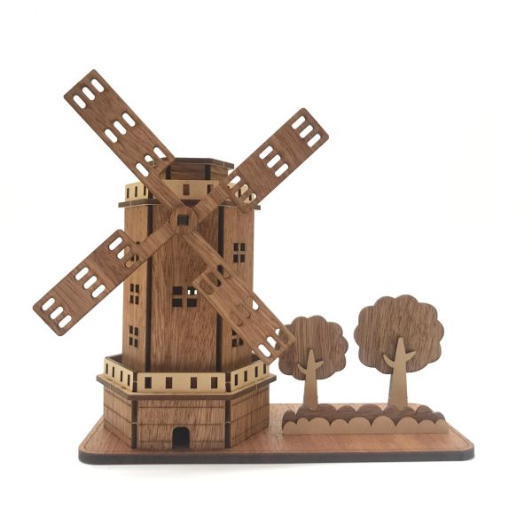 【全館現貨】卷木森活館【風車名片架】DIY 組裝 木製玩具 模型 動手做 兒童玩具 辦公室 