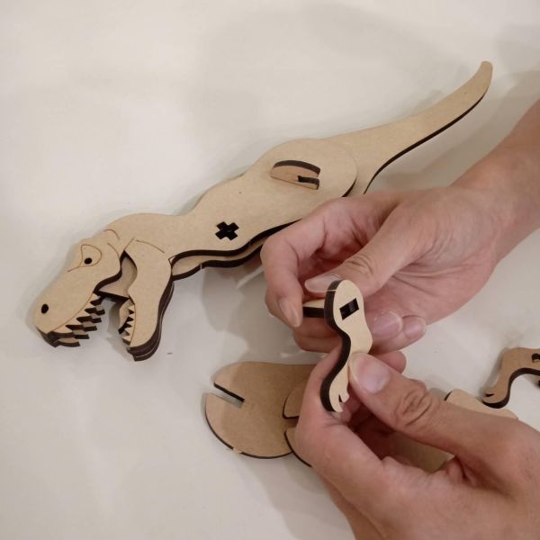 【全館現貨】卷木森活館【大恐龍 模型 公仔 暴龍】DIY 組裝 木製玩具 模型 動手做 兒童玩具 辦公室 童趣 可愛 