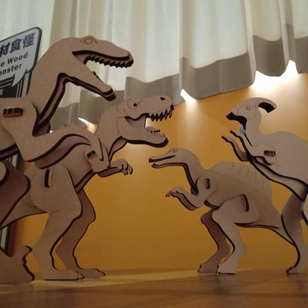 【全館現貨】卷木森活館【大恐龍 模型 公仔 暴龍】DIY 組裝 木製玩具 模型 動手做 兒童玩具 辦公室 童趣 可愛 