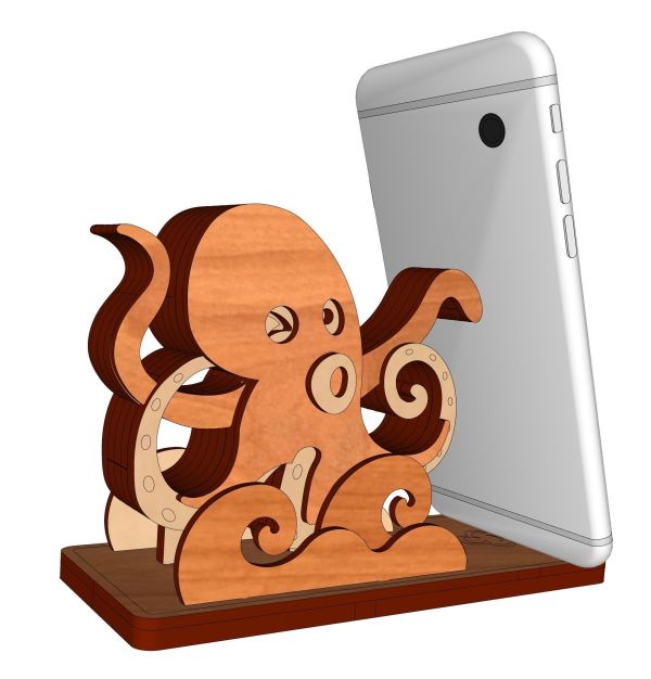 現貨【鯊魚/章魚/鯨魚 手機架】DIY 組裝 木製玩具 模型 動手做 手機架 聖誕節 交換禮物 可愛 療癒 