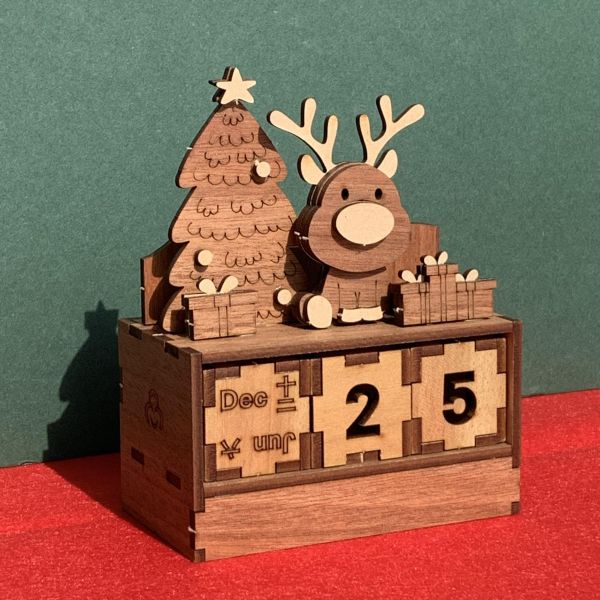 現貨【麋鹿 萬年曆】手作DIY 馴鹿 組裝 交換禮物 木製 動手做 聖誕節 辦公室小物 療育 療癒 聖誕禮物 可愛 