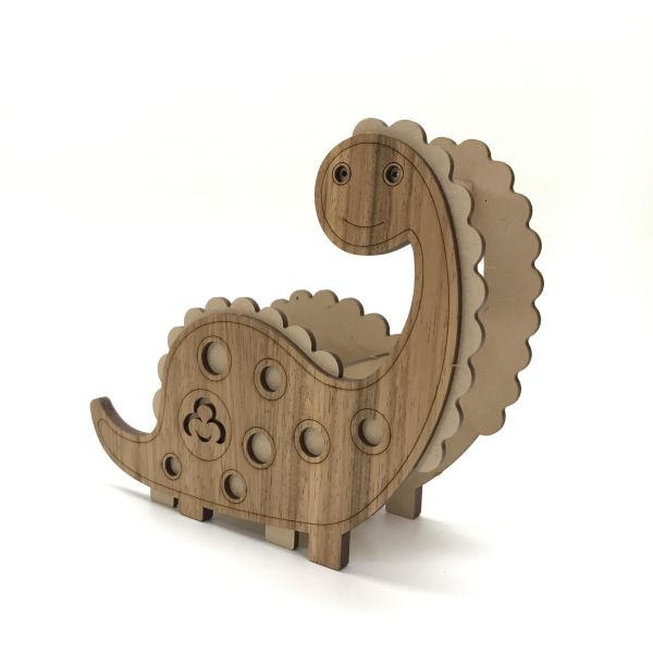 【全館現貨】卷木森活館【脖子短短 腕龍筆筒】恐龍 造型 DIY 組裝 木製玩具 模型 動手做 兒童玩具 辦公室 