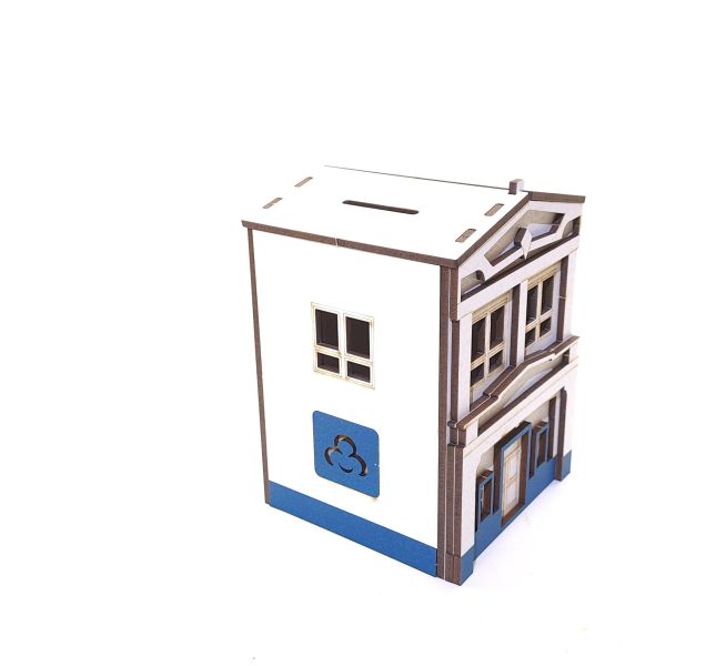 【現貨】造型存錢筒 木製存錢桶 存錢筒 木質收納 桌面小物 創意禮品 擺飾 收藏 鹿港 建築物 