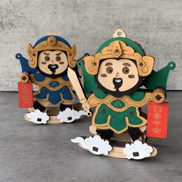 【現貨】門神遙遙 五福臨門 四季平安 筆筒 招財擺飾 手作 DIY 木質 新年 年節送禮 過年裝飾 過年布置 新年禮物 