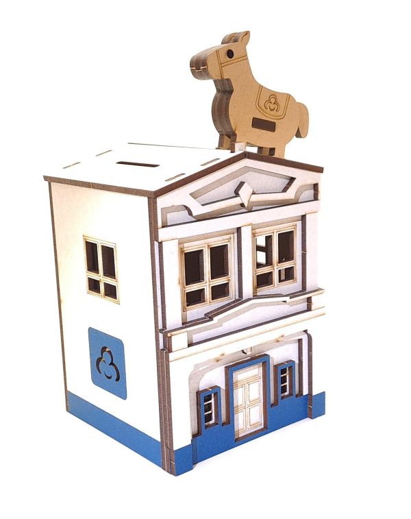 【現貨】造型存錢筒 木製存錢桶 存錢筒 木質收納 桌面小物 創意禮品 擺飾 收藏 鹿港 建築物 