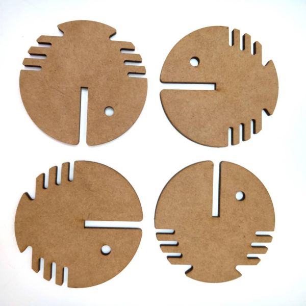 【全館現貨】卷木森活館【魚骨 創意 杯墊 隔熱墊】DIY 木製玩具 動手做 