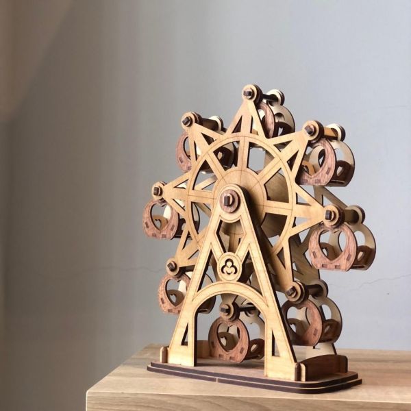 【絕版】【全館現貨】卷木森活館 達人等級【大摩天輪】可動 DIY 組裝 木製玩具 模型 動手做 擺飾 