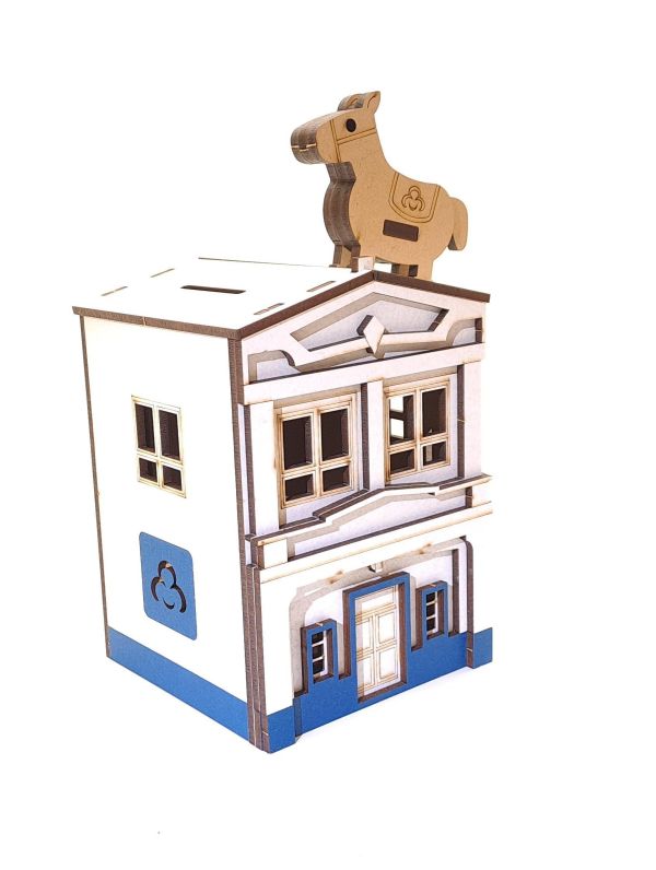 【現貨】造型存錢筒 木製存錢桶 存錢筒 木質收納 桌面小物 創意禮品 擺飾 收藏 鹿港 建築物 