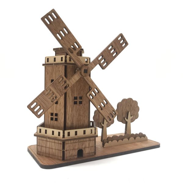 【全館現貨】卷木森活館【風車名片架】DIY 組裝 木製玩具 模型 動手做 兒童玩具 辦公室 