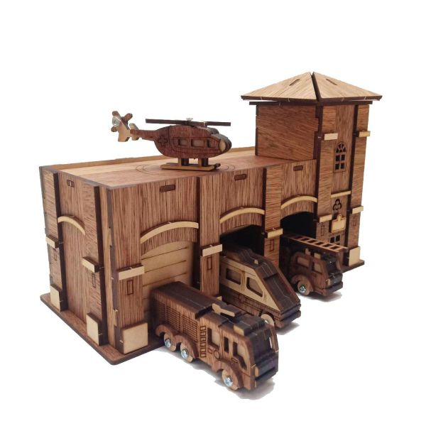 【全館現貨】卷木森活館【消防局】建築物 手作 DIY 組裝 木製玩具 動手做 交通工具 模型 玩具車 