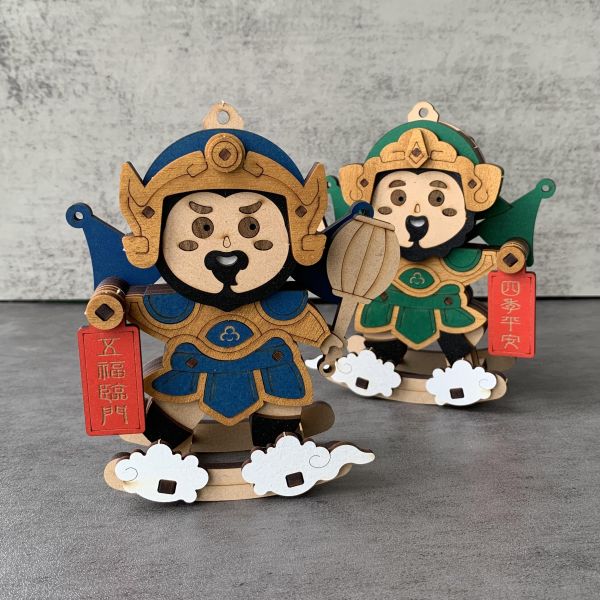 【現貨】門神遙遙 五福臨門 四季平安 筆筒 招財擺飾 手作 DIY 木質 新年 年節送禮 過年裝飾 過年布置 新年禮物 