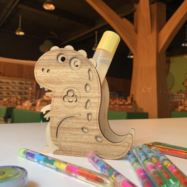【全館現貨】卷木森活館【暴龍造型筆筒】恐龍 造型 DIY 組裝 木製玩具 模型 動手做 兒童玩具 辦公室 童趣 可愛 