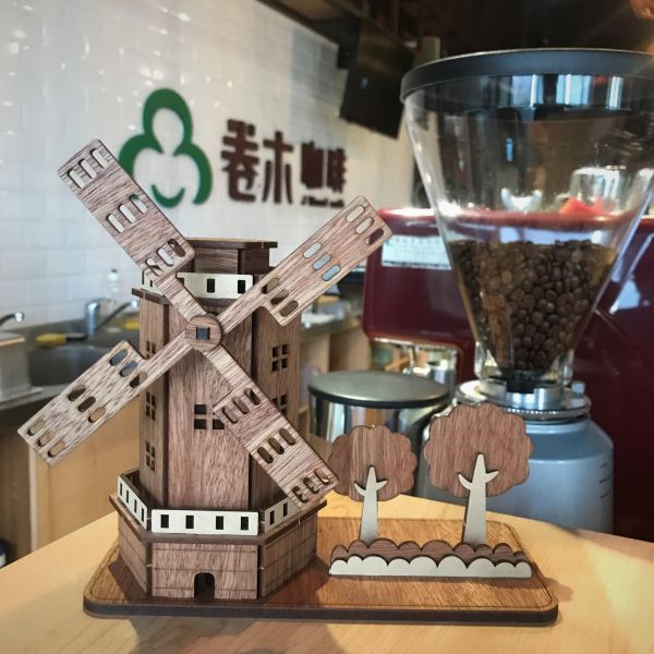 【全館現貨】卷木森活館【風車名片架】DIY 組裝 木製玩具 模型 動手做 兒童玩具 辦公室 