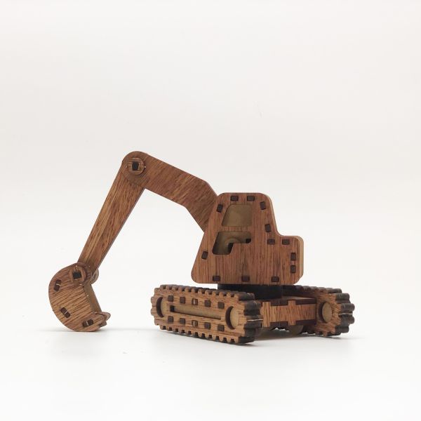 【全館現貨】卷木森活館【挖土機】DIY 組裝 木製玩具 動手做 交通工具 模型車 玩具車 車車玩具 質感 