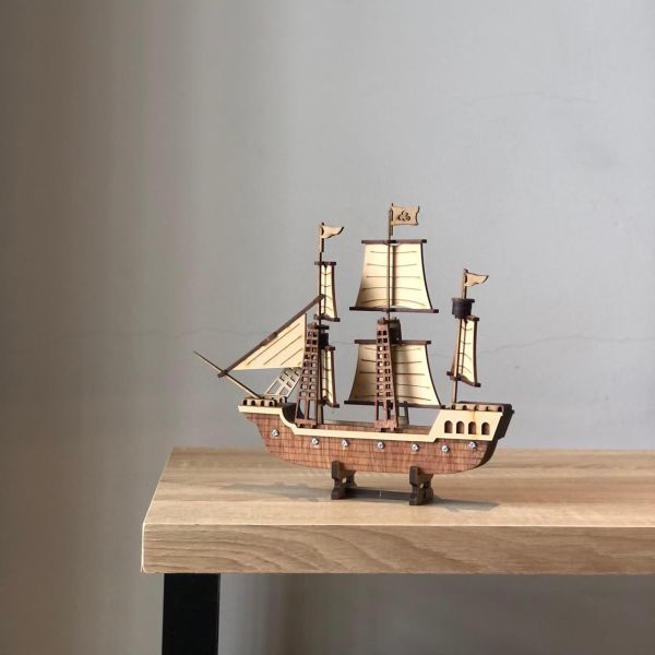 【現貨】手作DIY【大船入港 一帆風順 帆船】達人等級 組裝 木製玩具 模型 海賊王 動手做 兒童玩具 擺飾 霸氣 畢業 