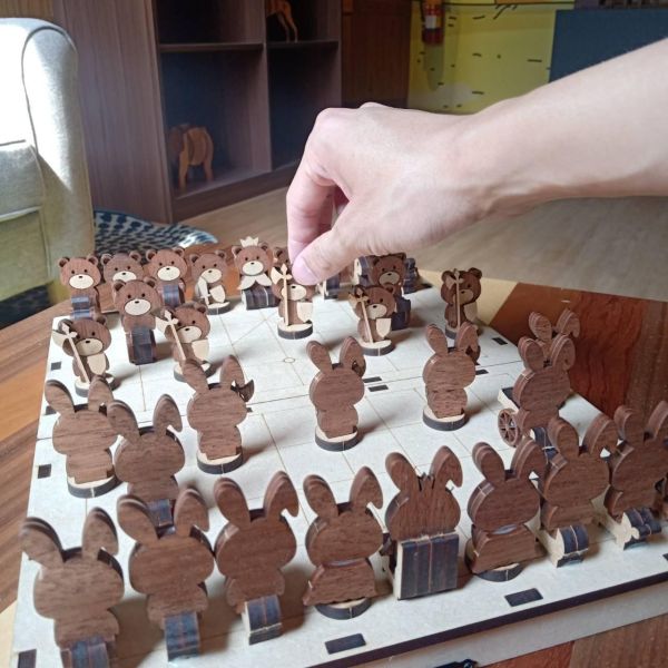 【全館現貨】卷木森活館【Q版動物象棋】DIY 組裝 木製玩具 模型 動手做 兒童玩具 益智 