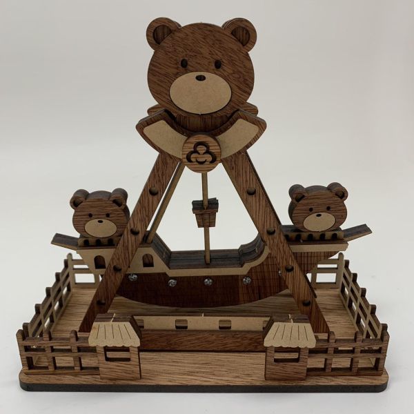 現貨【小熊 海盜船】可動 DIY 組裝 木製玩具 模型 動手做 兒童玩具 益智 遊樂園 擺飾 聖誕節 交換禮物 可愛療癒 