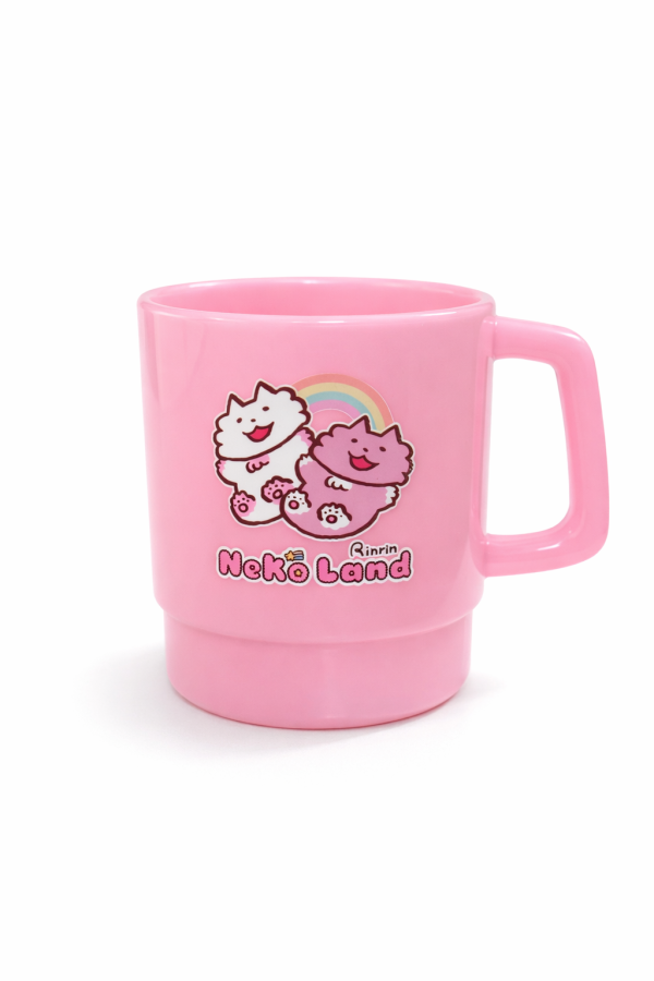 ねこらんど｜彩虹貓咪樂園 療癒塑膠杯（粉色／藍色） 彩虹貓咪樂園, NekoLand, ねこらんど, 塑膠杯, 水杯, 可愛杯子, 貓咪插畫, 插畫周邊, 居家用品, 日系可愛, 療癒小物