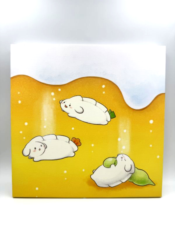 餃子のちゃおさん｜療癒餃子插畫小畫布 日本插畫, 餃子, 餃子角色, 療癒插畫, 日系可愛, 插畫畫布, 居家擺飾, 桌上小物, 送禮推薦